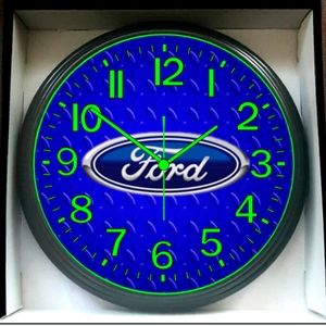 Ford Glow In The Dark Garage Shop Mechanic Wall Clock New!